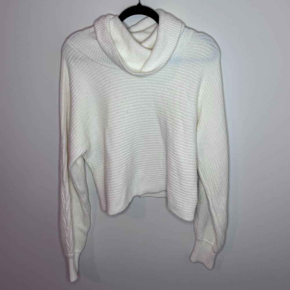Rachel Zoe White Mock Neck Cropped Sweater | Cozy Ribbed Knit